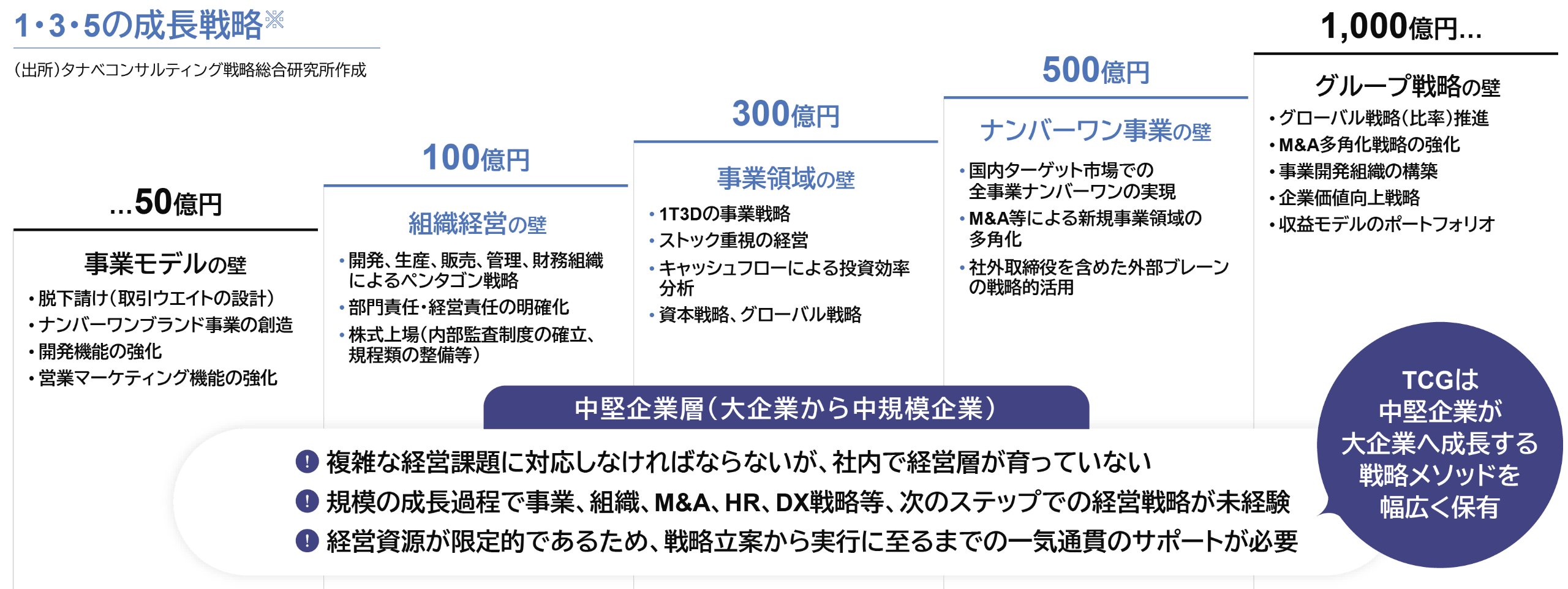 1・3・5の成長戦略の図。（出所）タナベコンサルティング戦略総合研究所作成
